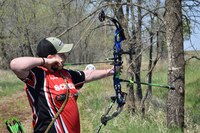 Braeden Kraft of Morton County takes a shot during the 4-H Archery Shooting Sports State Match. (NDSU photo)
