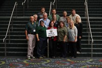 Several NDSU Extension agents and specialists attended the National Association of County Agricultural Agents conference, where they were honored for their work. Pictured are, from left, front row: Charlie Stoltenow, assistant director, agriculture and natural resources; Lisa Pederson, beef quality specialist; Calla Edwards, agent, McLean County; Mary Berg, area livestock environmental management specialist; and Alicia Harstad, agent, Stutsman County; center row: Craig Askim, agent, Mercer County; Karl Hoppe, area livestock systems specialist; Katelyn Hain, agent, Nelson County; Kathy Folske, wife of agent Dan Folske; and Lindy Berg, agent, Towner County; back row: Brad Brummond, agent, Walsh County; Chris Augustin, area soil health specialist; Dan Folske, agent, Burke County; and Todd Weinmann, agent, Cass County. (NDSU photo)