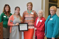 The Benson/Jacobson family of Benson County is named a 4-H century family. Pictured are, from left: Meredith Pittenger, formerly of the North Dakota 4-H Foundation; Kimberly Fox, NDSU Extension Service agent in Benson County; Lorissa Green; Betty Jacobson and Bonnie Benson. (NDSU photo)