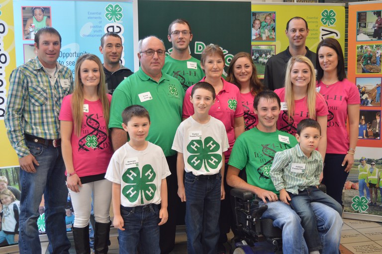 The Leier family of Emmons and Logan counties is named a 4-H century family. Pictured are, from left, front row: Dawson VanderVorst, Tucker VanderVorst, Nathan Leier and Judson VanderVorst; middle row: Alex Deis, Nancy Deis, Larry Leir, Rosalind Leier, Marissa Leier, Alissa Leier and Nicole VanderVorst; back row: Matthew Leier, Aaron Leier and Dustin VanderVorst. (NDSU photo)