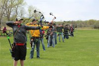 Youth take aim at the North Dakota 4-H Archery Championships. (NDSU photo)