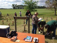 Crop Management Field School participants take a weed ID quiz at the Carrington Research Extension Center's weed aboretum this summer. (NDSU photo)