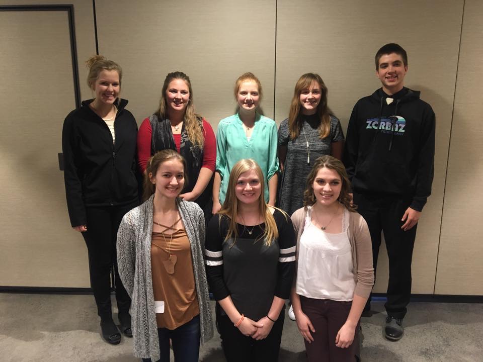 Eight youth have joined the North Dakota 4-H Ambassadors team. Pictured are (from left, front row): Eva Lahlum, Mary Goroski and Mara Bornemann; (back row) Victoria Christensen, Brittany Barnhardt, Nora Larson, Alyssa Kemp and Seth Nelson. (NDSU photo)