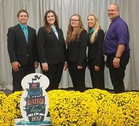 North Dakota's dairy judging team brings home several team and individual awards from the World Dairy Expo. Pictured are, from left: team members Jameson Ellingson, Brooke Kunz, Ivy Klusmann and Sierra Ellingson, and team co-coach Nathan Boehm.