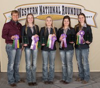 The Morton County 4-H team placed second in hippology at the Western National Roundup. Picture are (from left): coach Nicole Goldade and team members Katelyn Eisenbeis, Brooke Heidrich, Morgan Henke and Ashley Goldade. (Photo courtesy of Western National Roundup)