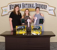 The Ward County 4-H team placed second in horse demonstration at the Western National Roundup. Pictured are (from left): coach Paige Brummund and team members Madilyn Berg and Sidney Lovelace. (Photo courtesy of Western National Roundup)