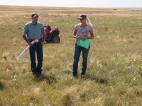 Ranchers Jay and Krista Reiser discuss their grazing system during the field component of a North Dakota Grazing School. (NDSU photo)