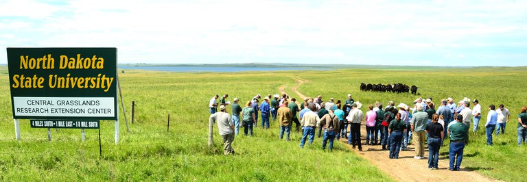 Visitors learn about research at the Central Grasslands Research Extension Center during a field day. (NDSU photo)