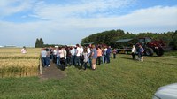 Participants from the 2017 tour view the Agronomy Seed Farm's research plots. (NDSU Photo)