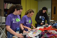 Youth make sensory pillows for people in memory care units as a service project during the 2017 Extension Youth Conference in Fargo. (NDSU photo)