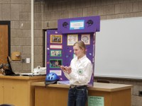 Abby Freeberg, Ransom County, presents ""The Importance of Wearing a Helmet"" in junior division public speaking.