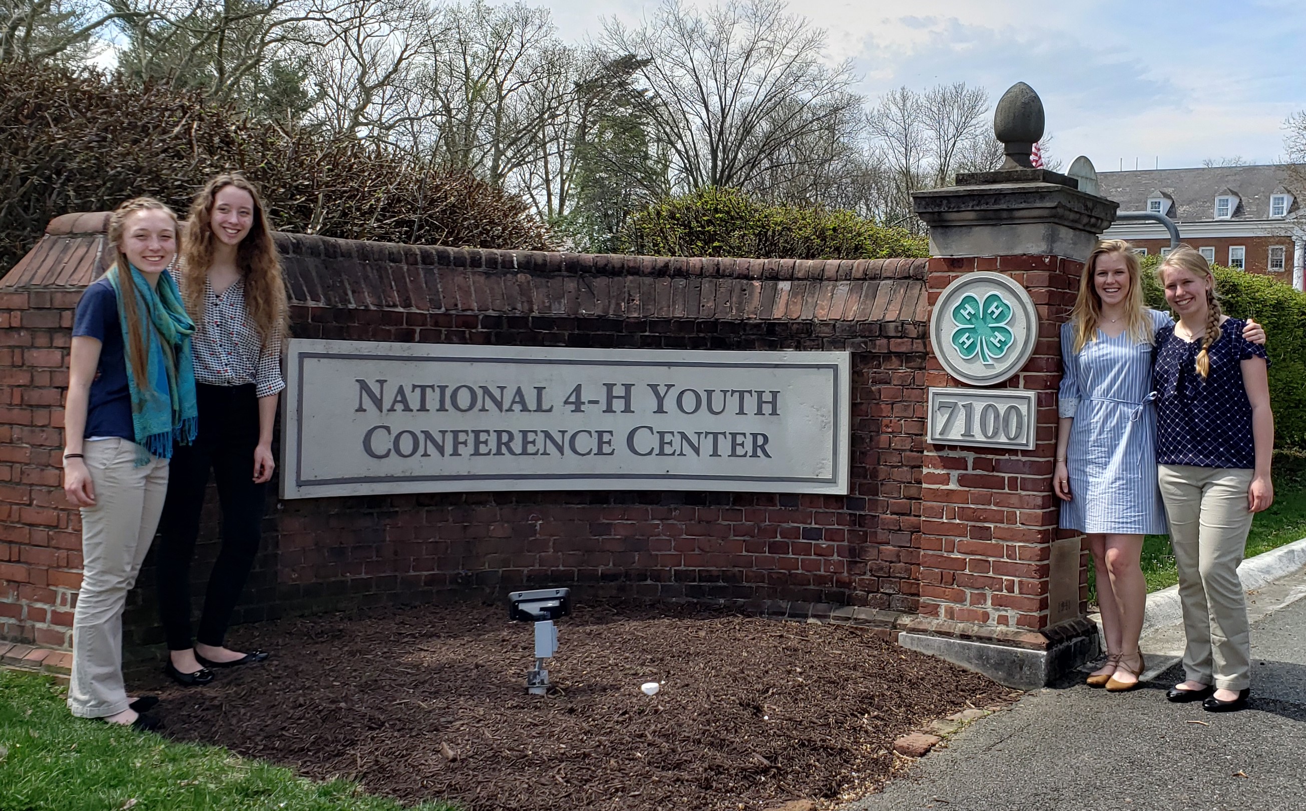 N.D. delegates to National 4-H Conference stayed at the National 4-H Youth Center just outside Washington, D.C. From left are Maria Brien, Rolla; Katherine Kempel, Casselton; Victoria Christensen, Courtenay; and Kaitlyn Joerger, Mayville.