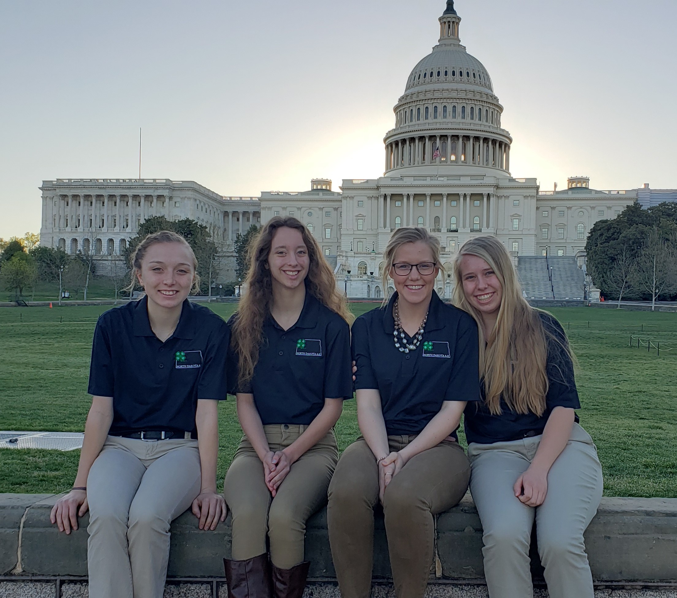 N.D. delegates to National 4-H Conference visited the U.S. Capitol. From left are Maria Brien, Rolla; Katherine Kempel, Casselton; Victoria Christensen, Courtenay; and Kaitlyn Joerger, Mayville.