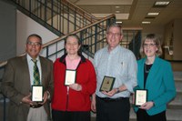 Faculty and staff honored by the student NDSU Ag Collective to conclude Ag Week were (left to right) Luis Del Rio Mendoza, Cheryl Wachenheim, Frayne Olson, Patti Sebesta. (NDSU Photo)