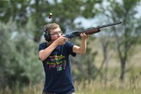 Adam Kautzman from Hettinger County, takes aim during the 2019 North Dakota 4-H State Shotgun Match. (NDSU Photo)