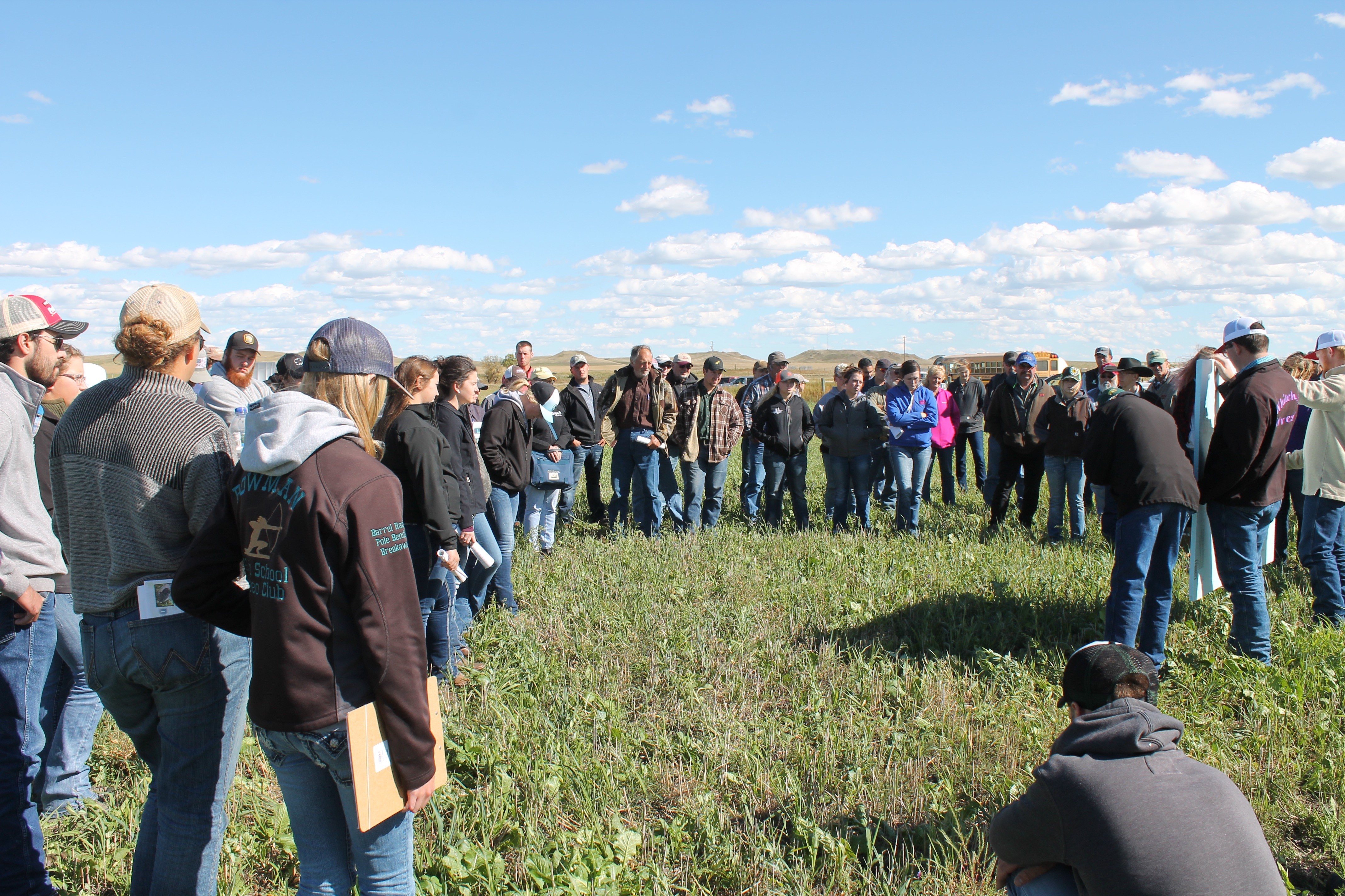 Area producers and students from Dickinson State University attend a past Soil Health Field Day at the Dickinson Research Extension Center. (NDSU photo)