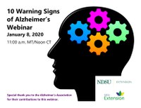 NDSU Extension 10 Warning Signs of Alzheimer's Webinar