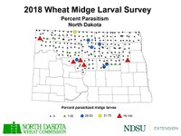 2018 Wheat Midge Larval Survey - Percent Parasitism