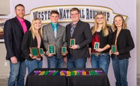 North Dakota's 4-H team takes fourth place in livestock judging at the Western National Roundup in Denver, Colo. Pictured are, from left: coach Zac Hall and team members Kaitlyn Peterson, Bradyn Lachenmeier, Ethan Galbreath, Madeliene Nichols and Chayla Kuss. (Photo courtesy of Western National Roundup)
