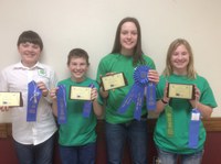 The Sargent County team took first place in the junior division of the North Dakota State 4-H Crop Judging Contest. Team members pictured are (from left): Michael Hoistad, James Throener, Jami Bopp and Olivia Throener. (NDSU photo)