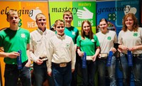 The Dickey County team took first place in the senior division of the North Dakota State 4-H Livestock Judging Contest. Team members are (from left): Erich Scheffert, Reed Wendel, Ryder Wendel, Caleb Hauck, Rose Wendel, Calli Hauck and Megan Rodine. (NDSU photo)