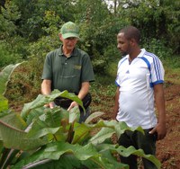 NDSU Extension agronomist Hans Kandel, left, visits an Ethiopian university's agricultural research site. (NDSU photo)