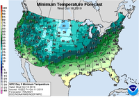 Five-day Minimum-temperature Forecast. Source: National Oceanic and Atmospheric Administration