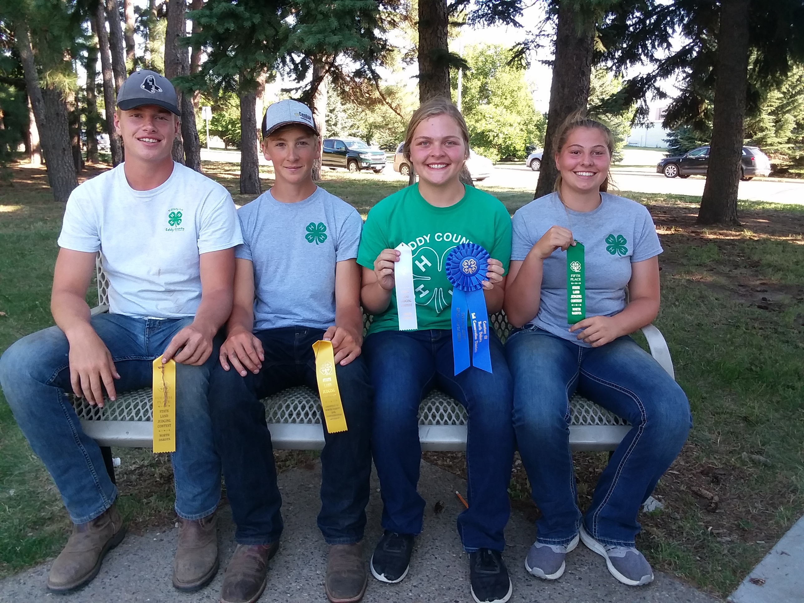 The Eddy County team places first in the senior division of the state 4-H land judging contest. Pictured are, from left, are Nicholas Berglund, Mason Schuster, Maria Becker and Macey Wobbema. (NDSU photo)