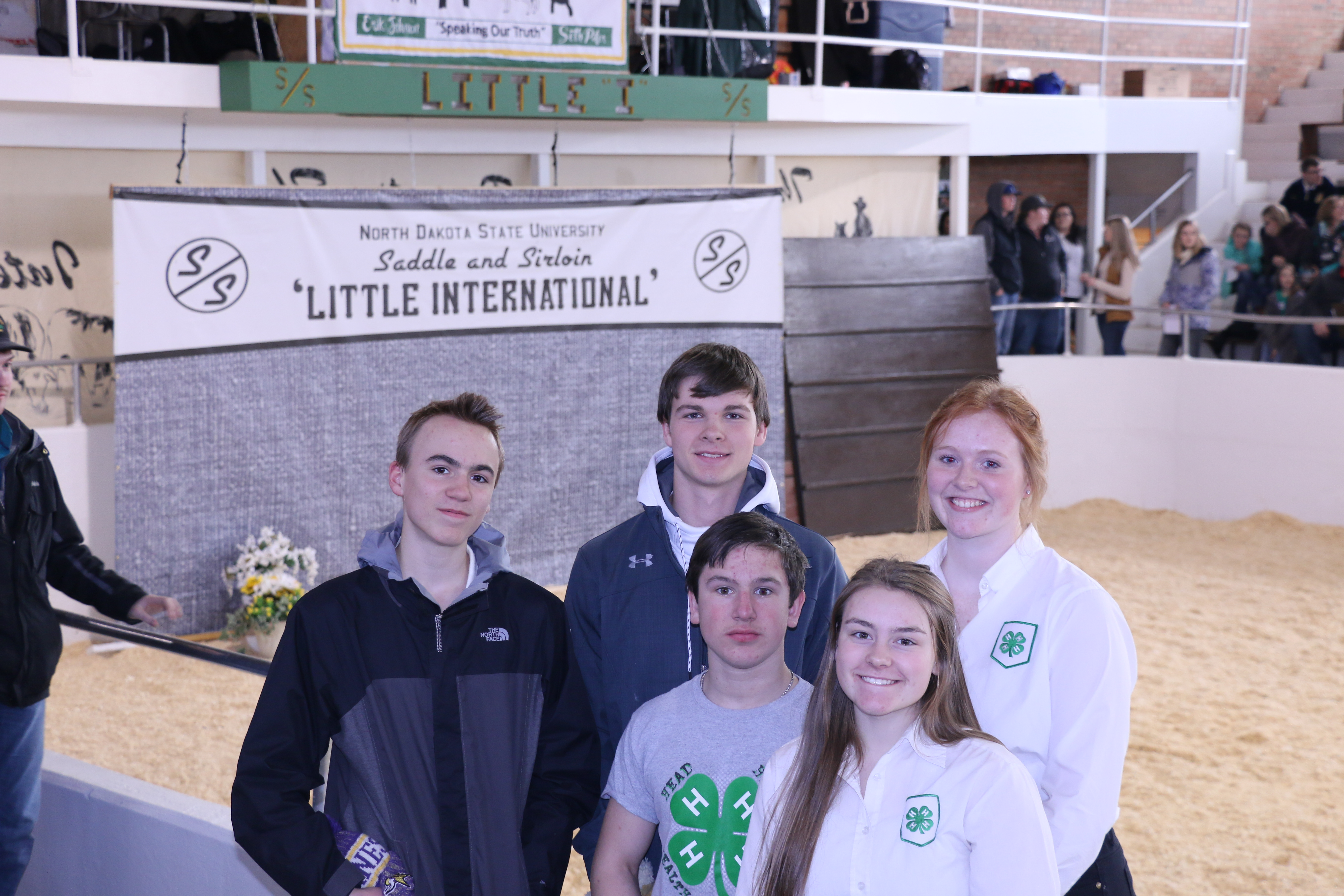 The Grand Forks County team took first place in the senior division of the Little I 4-H crop judging contest. Pictured are, from left, front row: Emily McHugo; middle row: Joseph Vandal; back row: Evan Coles, Ryan Juve and Jennifer Schneibel. (NDSU photo)