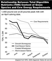 Relationships Between Total Digestible Nutrients (TDN) Content of Grass Species and Cow Energy Requirements