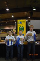 The Ward County team placed first in the junior division of the North Dakota state 4-H crop judging contest. Pictured are, from left: Daylon Yanish, Abby Finke and Mark Schauer. (NDSU photo)