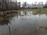 Floodwaters are threatening this Barnes County farm structure. (NDSU photo)