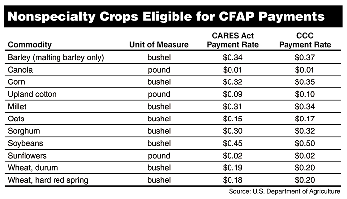 Nonspecialty Crops Eligible for CFAP Payments