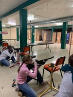 Ramsey County youth take aim at targets during the 2021 4-H State Air Rifle Championships. (NDSU photo)