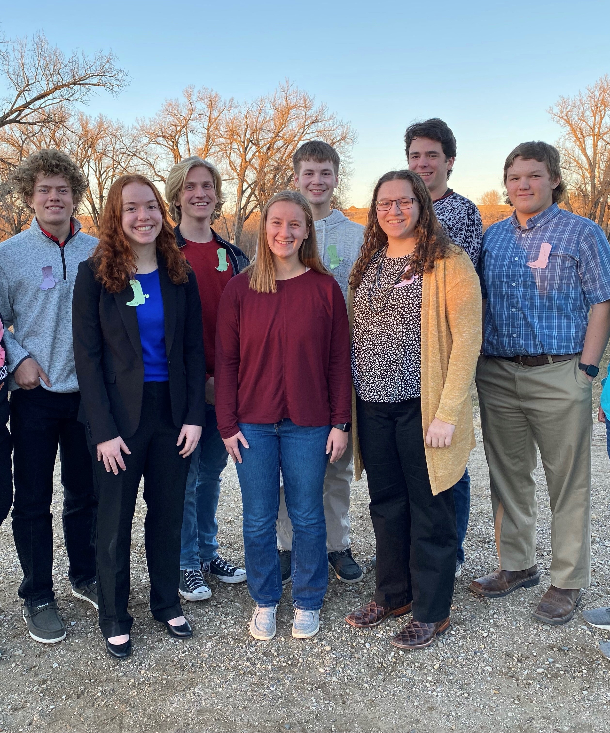 New ambassadors from left to right: Forrest Sears, Wheatland; Marit Ellingson, Dahlen; Aidan Sears, Wheatland; Alyssa Thomsen, Valley City; Grady Hornung, Walhalla; Kiley Kvamme, Kindred; Taiton Axtman, Fargo; and Wyatt Dunlop, Rolla