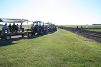 Visitors attend a field tour at NDSU's Agronomy Seed Farm. (NDSU photo)