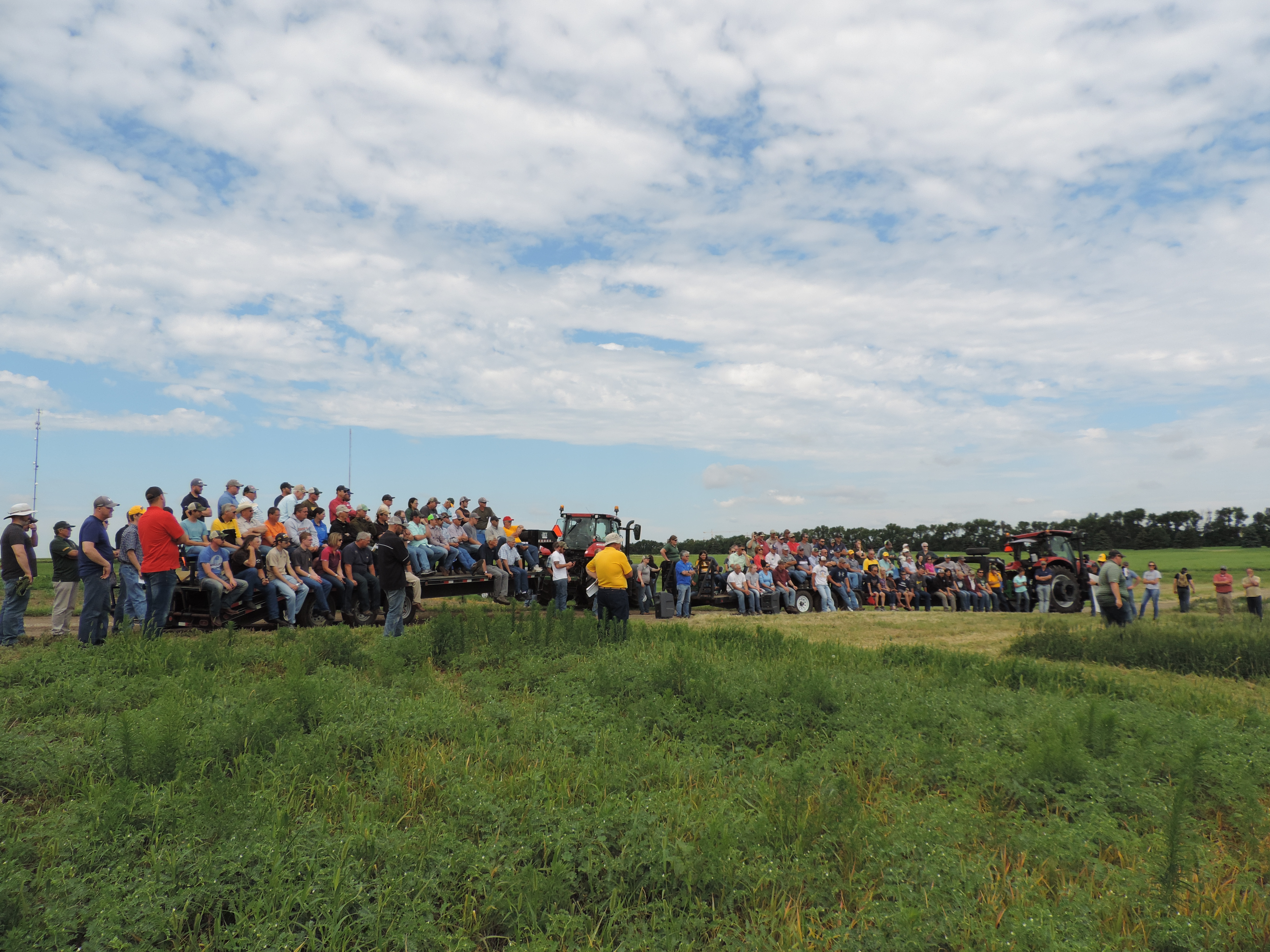 Producers and others take a tour during a field day at the North Central Research Extension Center. (NDSU photo)