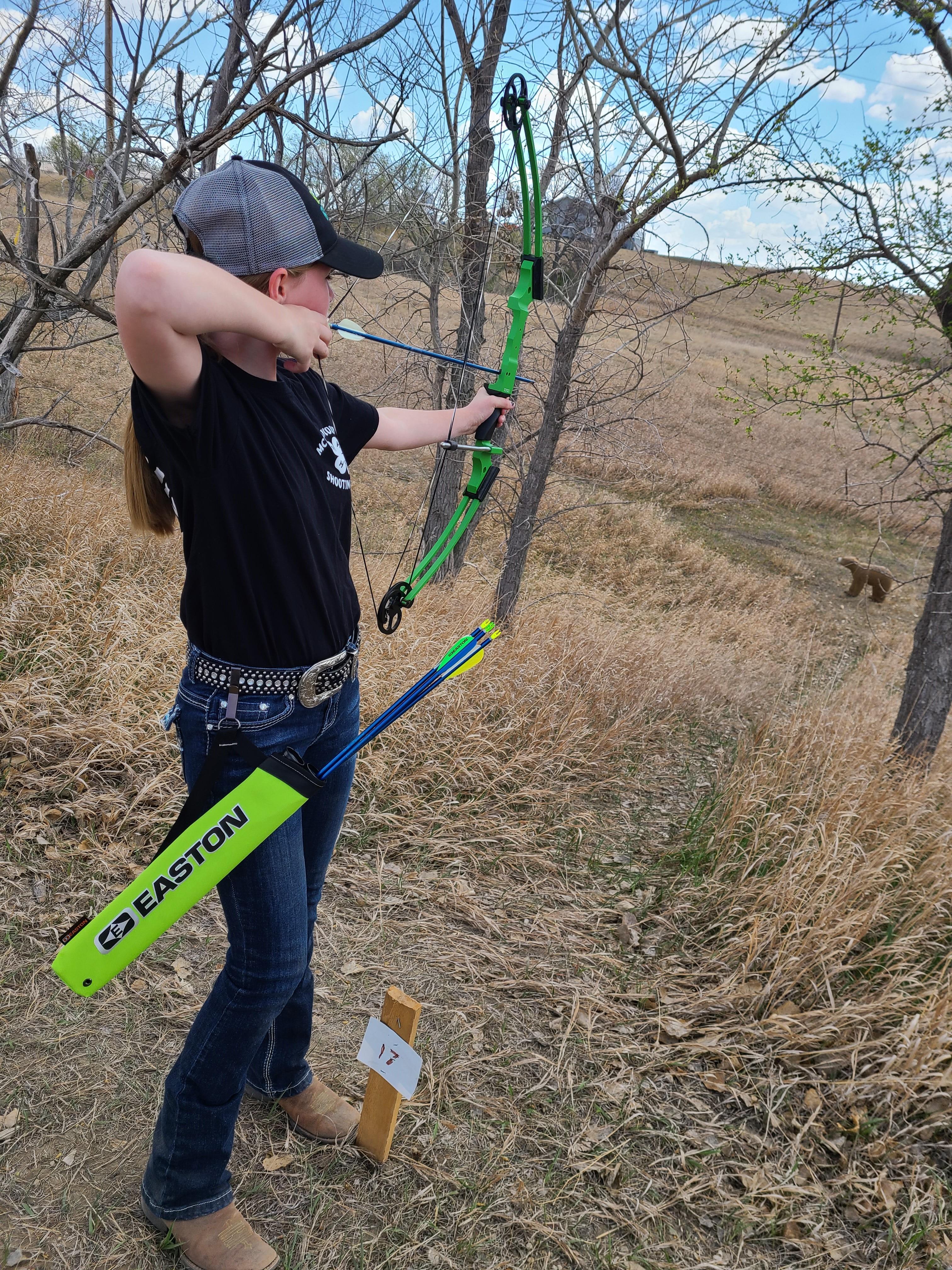A youth takes a shot at the 4-H state archery match at the North Dakota 4-H Camp near Washburn. (NDSU photo)