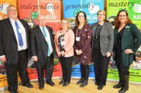 Doug Darling of Ramsey County was honored with the Salute to Excellence North Dakota 4-H Outstanding Lifetime Volunteer 2021 award. Pictured left to right: Mark Landa, ND 4-H Foundation Board President; Darling; Cindy Olson, Ramsey County Extension assistant; Sara Laite, Ramsey County Extension agent; Lynette Flage, NDSU Extension associate director; and Rachelle Vettern – NDSU Extension leadership-volunteer development specialist/professor. (NDSU photo)