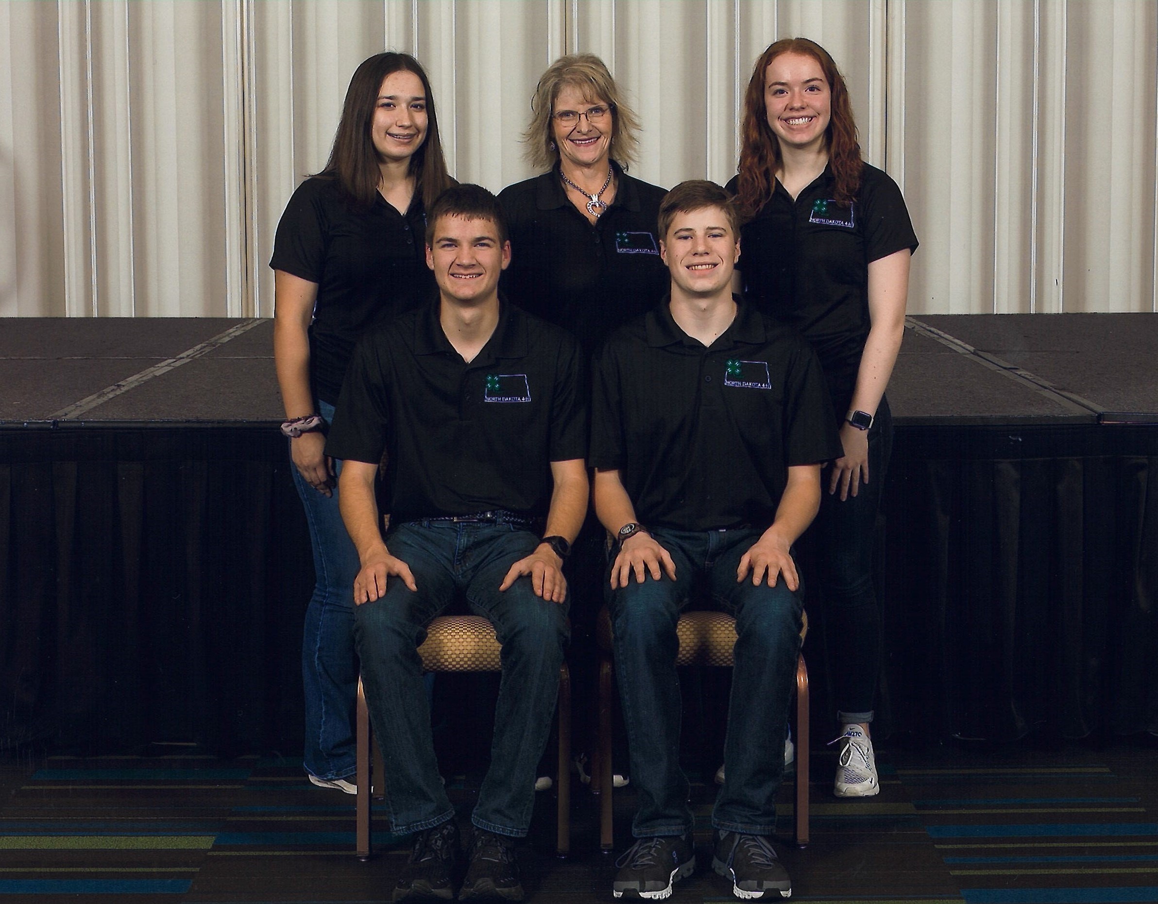 North Dakota's National 4-H Congress delegates, pictured from left: (front) Alex Lahlum, Andrew Myrdal, (back) Amilia LIllehaugen, chaperone Becca Yarger, Marit Ellingson (NDSU photo)