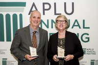 Frank Casey, associate director for the North Dakota Agricultural Experiment Station, and Lynette Flage, associate director for NDSU Extension, are recognized for their achievements as Fellows of the Food Systems Leadership Institute. (NDSU photo)