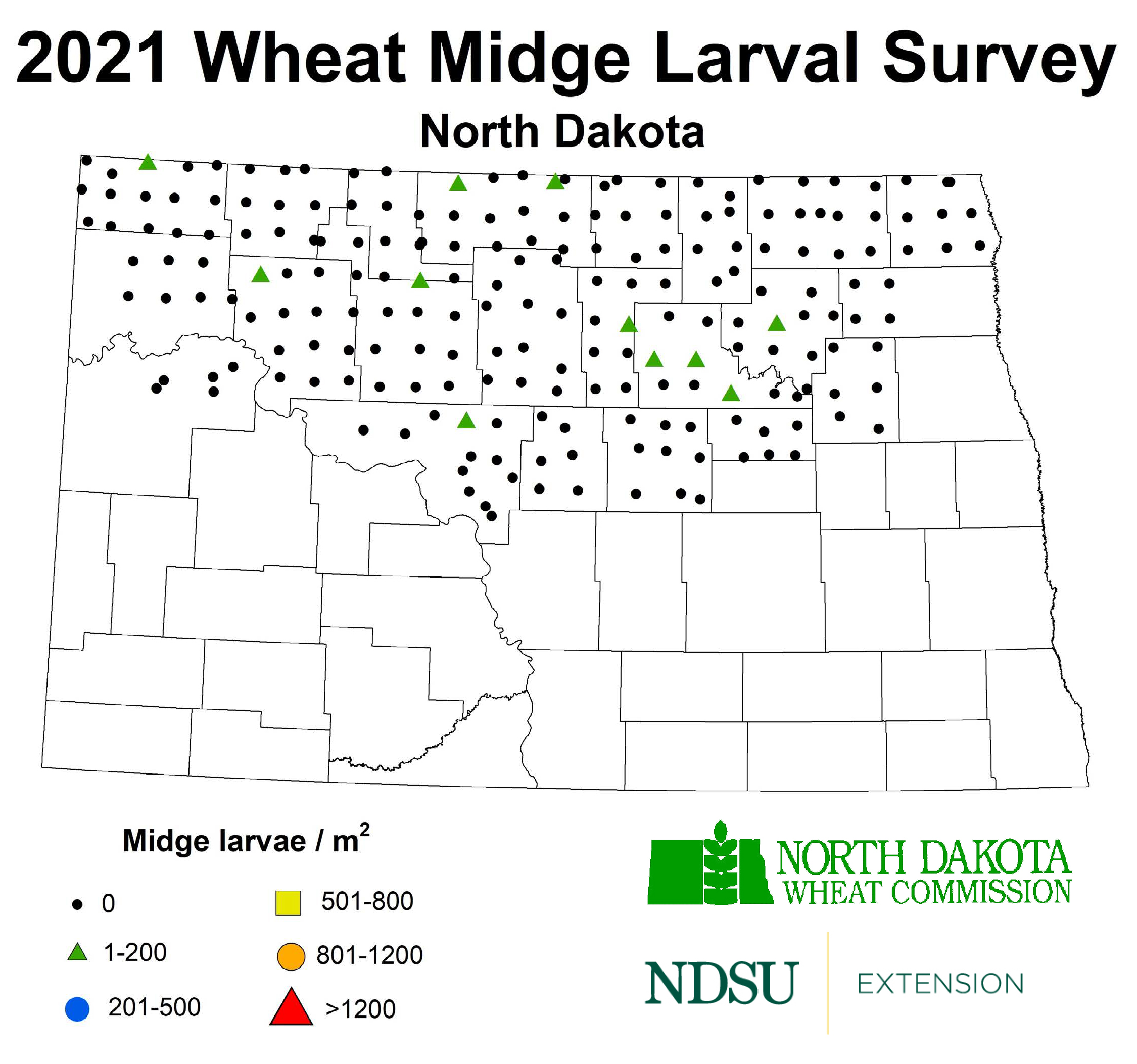 2021 Wheat Midge Larval Survey Map (NDSU photo)