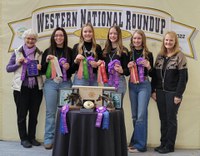 North Dakota's Pierce County 4-H team takes first place in hippology at the Western National Roundup in Denver. Pictured are, from left: Barb Rice (coach), Tianna Dwyer, Joey Wolf, Kendra Leier, Mika Guty, and Diane Randle (coach).