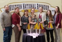 North Dakota's Ward County 4-H team places third in horse judging at the Western National Roundup in Denver. Pictured are, from left: Christopher Rockeman (Coach), Paige Brummund (Coach), Mikaela Woodruff, Olivia Lebrun, Anne Schauer, Emily Fannik, Emily Burkett (Coach)