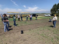Participants receive updates on crop pest and soil management recommendations during NDSU Extension's annual crop management field school. (NDSU photo)