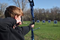 An archer takes aim during the state 4-H Archery Championships. (NDSU photo)