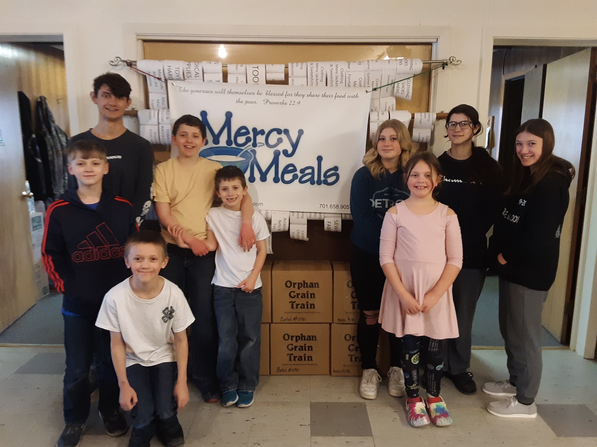 The Moon Lake 4-H club packaged over 2,000 meals with Mercy Meals to help feed the hungry in the U.S. and around the world. (NDSU photo)