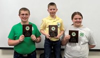 The Foster County 4-H crop judging team of Jackson Topp, Brant Klein and Kenleigh Henrichs placed first in the junior division of the state 4-H crop judging contest. (NDSU photo)