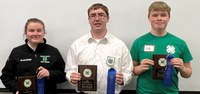 Mary Catherine Fewell (Griggs County), William Stover and Tucker Stover (Grand Forks County) were the first-place team in the senior division of the North Dakota state 4-H crop judging contest. (NDSU photo)