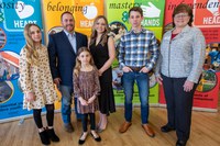 The Dennis and Linda Goltz family is recognized as a North Dakota 4-H Century Family. Accepting the award for the Goltz family are (from left): Jillian, Chris, Gracie, Katie and Cade Mueller, and Deb Clarys, North Dakota 4-H Foundation chair. (NDSU photo)